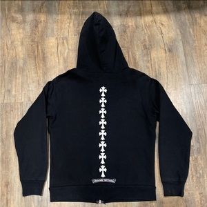 Chrome Hearts Triple Cross Logo Black Zip Up Hoodie